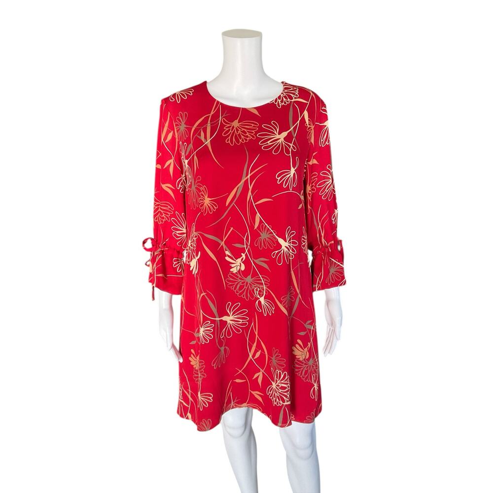 Tyler Boe Red/Tan Floral Pre-Owned Ladies Dress - Size Small